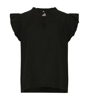 Tiffany Clothing Etta Frill Top Linen, Black