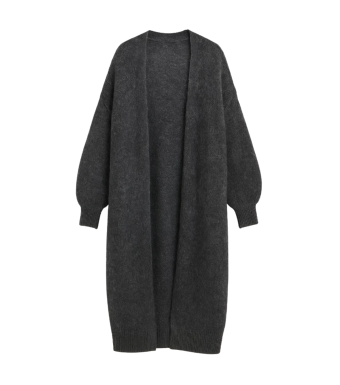 Tiffany Clothing Lilje Mohair Long Cardigan, Dark Grey
