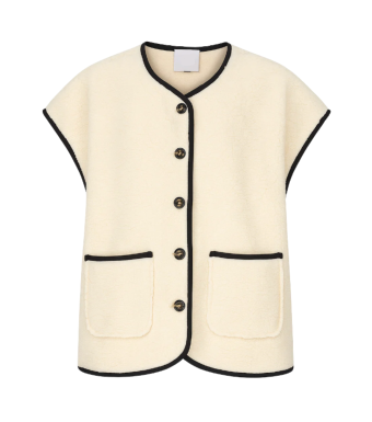 Tiffany Clothing Malou Teddy Vest, Ecru/black