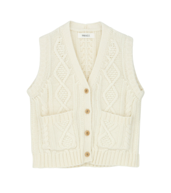 Skall Studio White Sun Vest 100% Merino Uld, Ecru