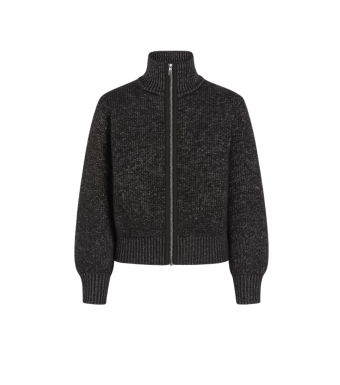 OPAL STUDIO Olivia Cardigan With Zip, Black Glitter