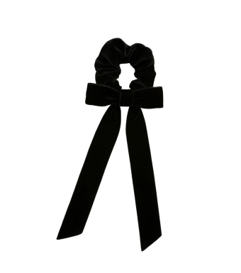 Velour Sløjfe Scrunchie Black