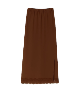 Opal Studio Lucia Lace Long Skirt, Chocolate