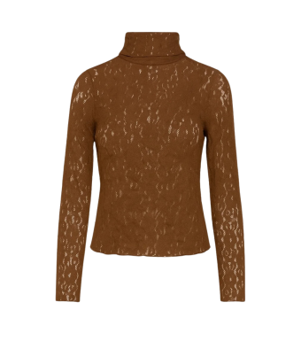 Opal Studio Lily Lace T-neck Blouse, Chocolate