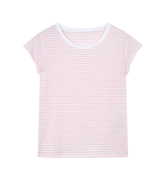 Mads Nørgaard Fine Jersey Teasy Tee Fav Stripe, Blushing Bride/briliant White