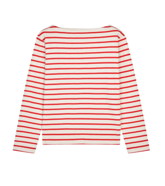 Mads Nørgaard Pablo Gabi Tee Long Sleeve, Vanilla Ice/fiery Red