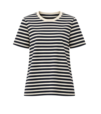 Skall Studio Marron Regular Tee, Navy/off White Stripe