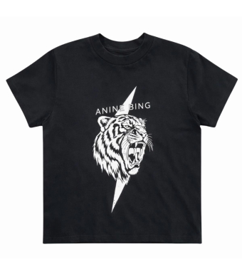 Anine Bing Wagner Tee Tiger, Vintage Black