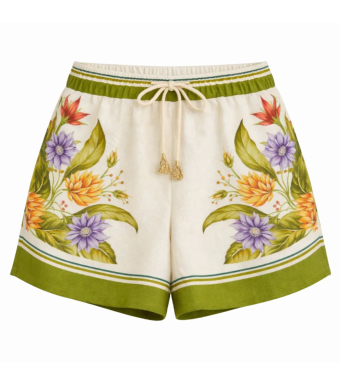 Farm Rio Shorts, Tropical Scarf Sand