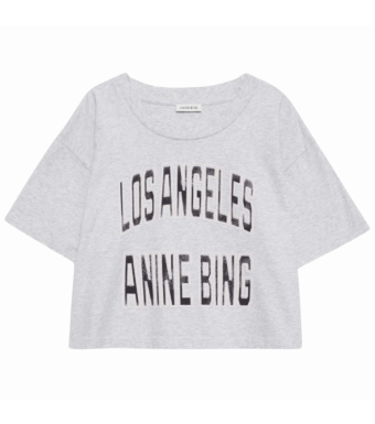 Anine Bing Johnny Cropped Tee, Grey
