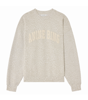 Anine Bing Miles Sweatshirt A-08-11155, Washed White Leopard
