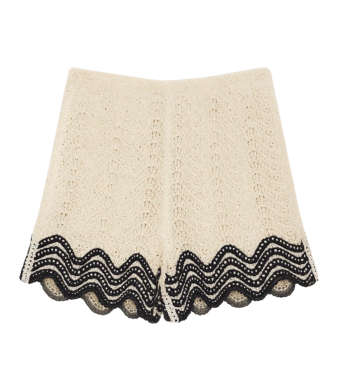 Opal Studio Frille Crocheted Shorts, Creme And Black