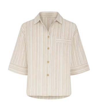 OPAL STUDIO Gile Shirt, Beige Stripe
