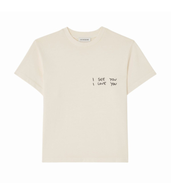 Anine Bing Shelley Tee I See You I Love You, Washed Cream