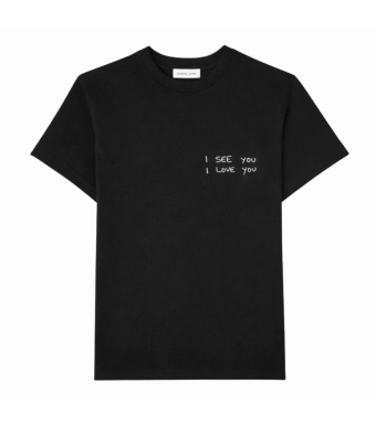Anine Bing Shelley Tee I See You I Love You, Black
