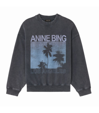 Anine Bing Miles Sweatshirt Palms, Washed Grey
