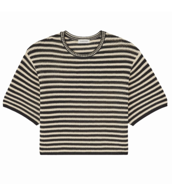 Anine Bing Theo Sweater, Black And Ivory Stripe