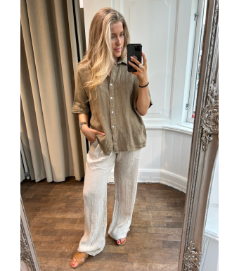 TIFFANY 18870 Linen Pants, Soft Grey