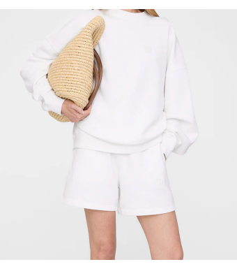 Anine Bing Kam Shorts Framed Monogram, Off White