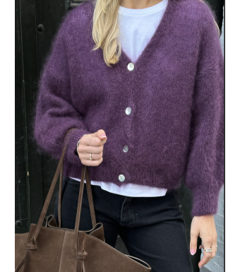 Tiffany Clothing Lilje Mohair Cardigan 80% Mohair, Aubergine