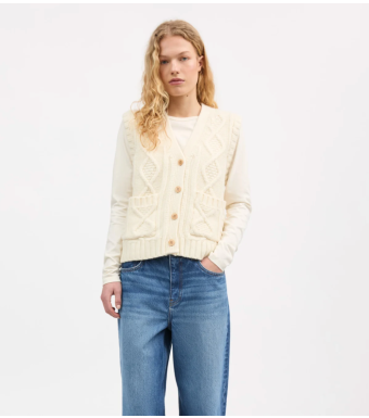 Skall Studio White Sun Vest 100% Merino Uld, Ecru