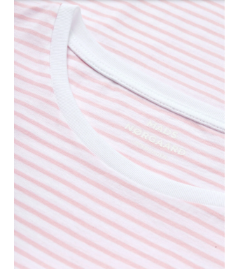 Mads Nørgaard Fine Jersey Teasy Tee Fav Stripe, Blushing Bride/briliant White