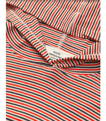 Mads Nørgaard Tutti Hood 2x2 Cotton Stripe, Fiery Red/vanilla Ice