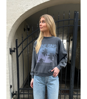 Anine Bing Miles Sweatshirt Palms, Washed Grey
