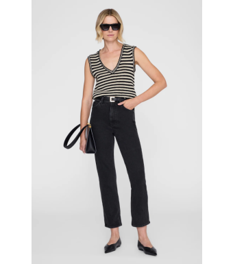 Anine Bing Lowen Sweater, Black And Ivory Stripe