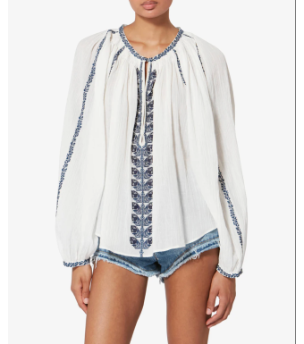 Isabel Marant Lena Top, Ecru/blue